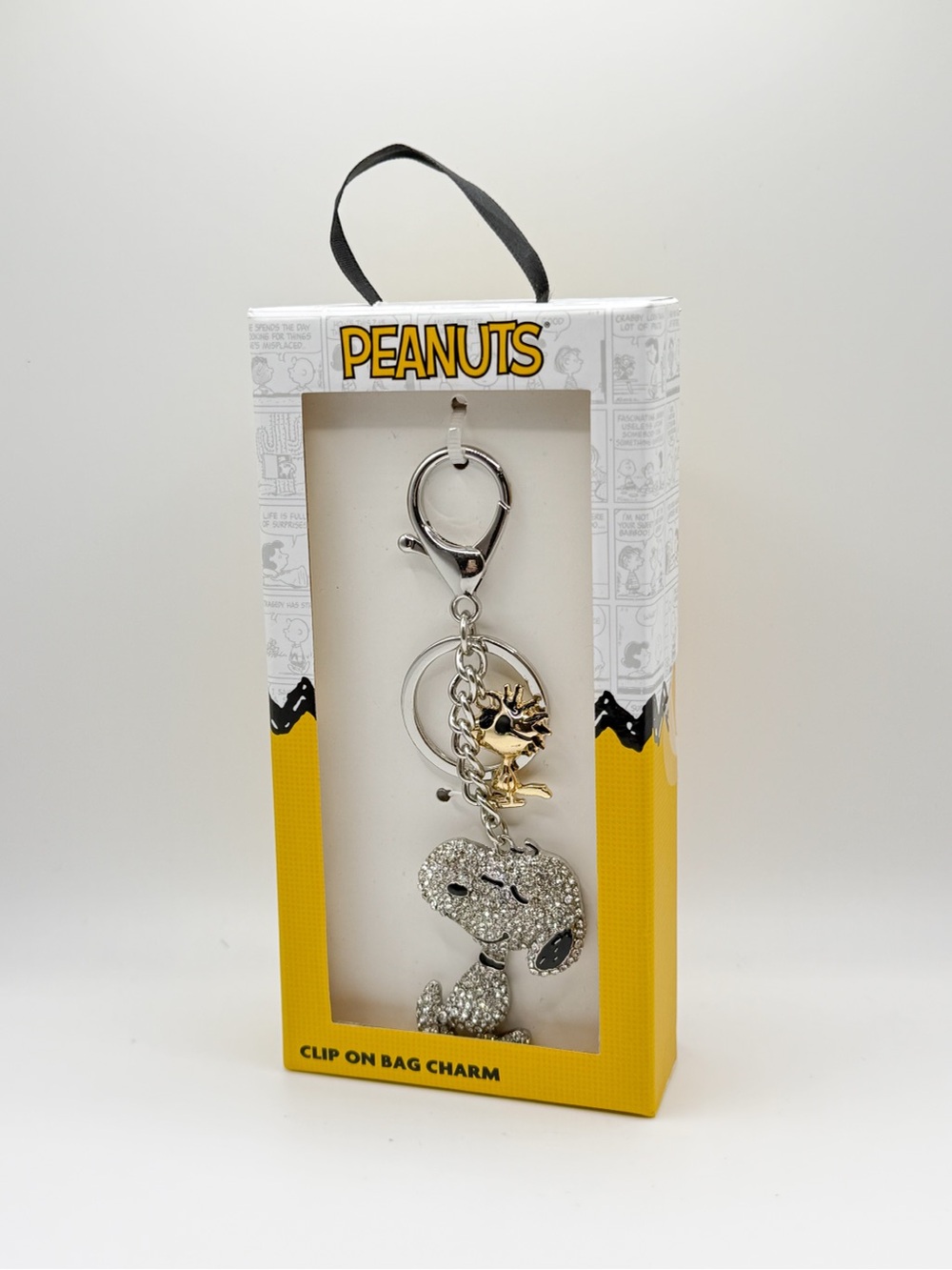 Peanuts Snoopy Rhinestone Bag Charm Keychain w/ Woodstock New - Picture 3 of 4